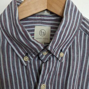 Taylor Stitch Striped Blue and Red Casual Button Down Shirt
